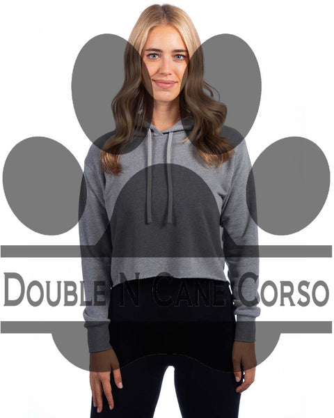 Double N Paw Print Front - Ladies Cropped Hoodie