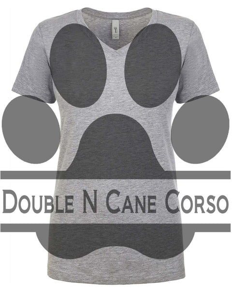 Double N Paw Print Front - Ladies V-Neck T-shirt